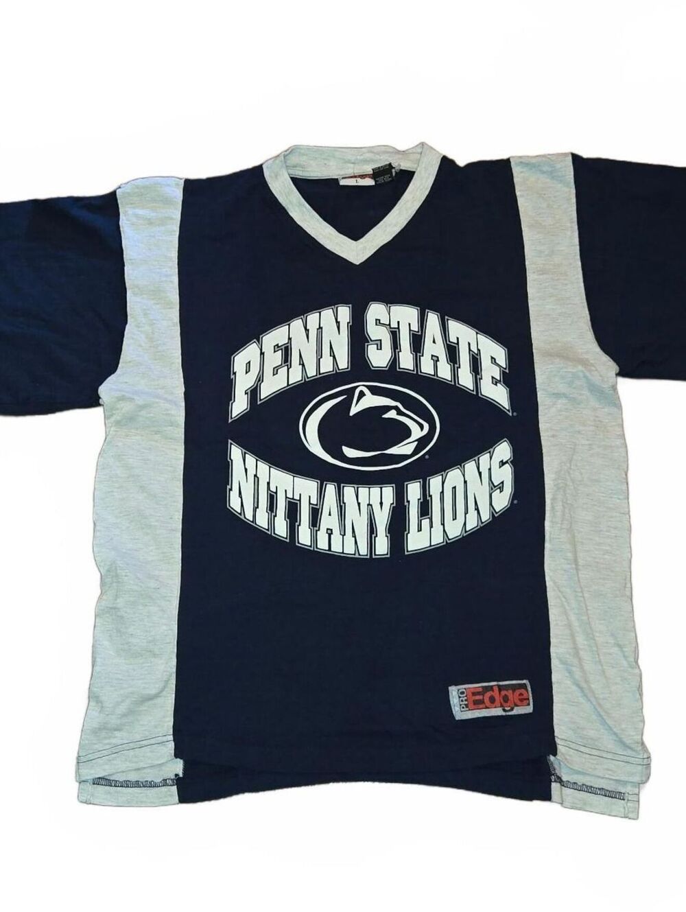 Vintage Penn State T-Shirt Men's Large Blue Gray Color Block Nittany Lions
